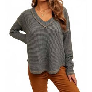 NEW HEM & THREAD breezy day waffle top in winter spruce